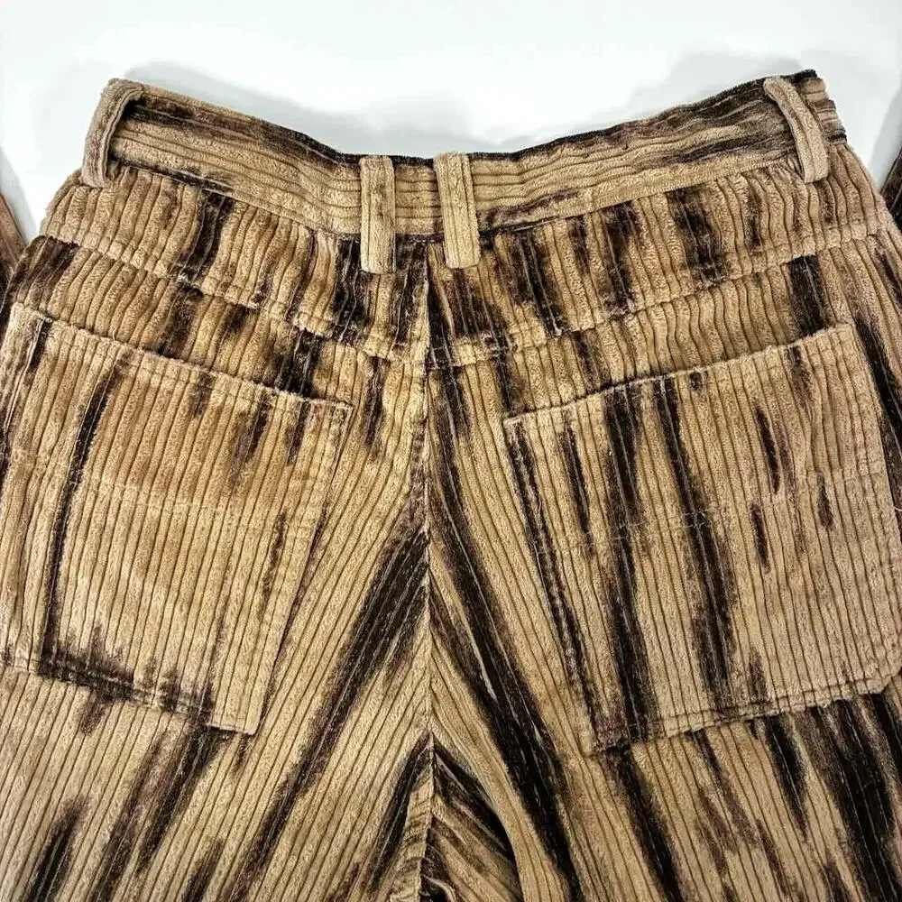 Vintage Y2K Koman Tan & Brown Baggy Wide Leg Corduroy 